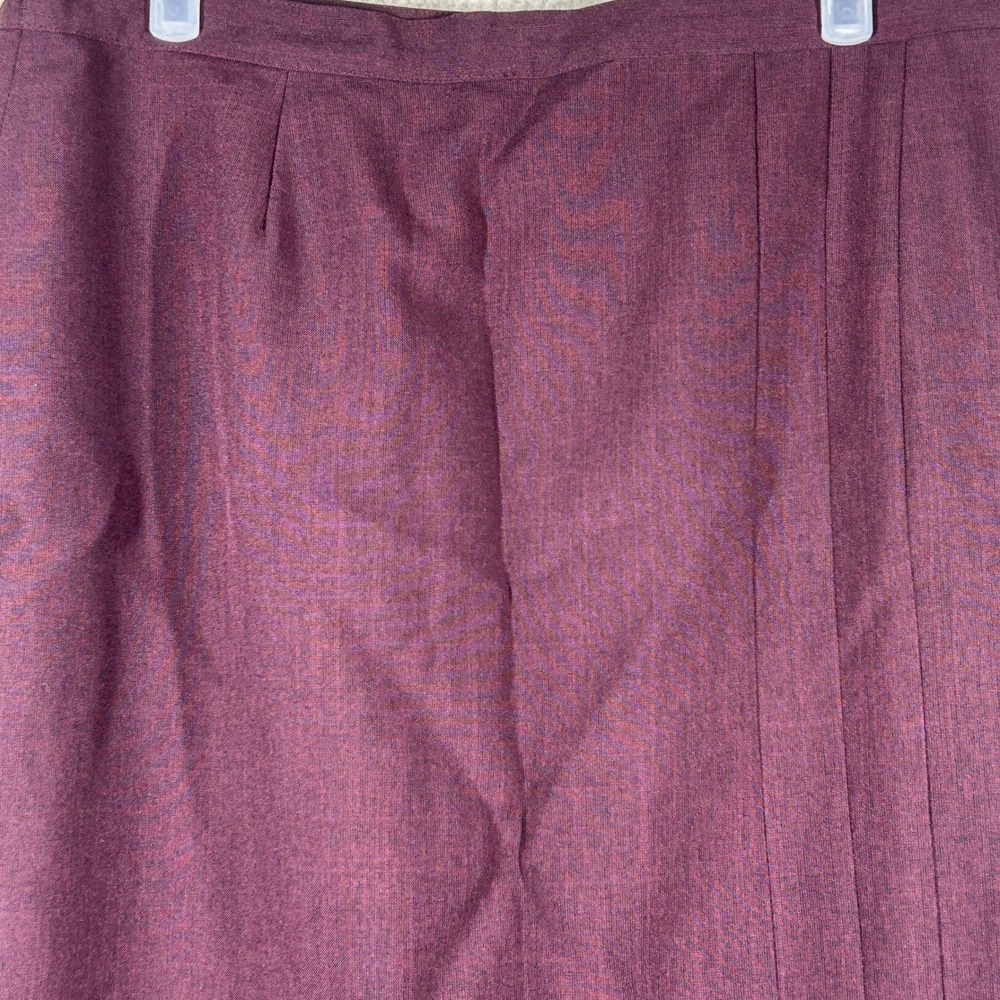 Sag Harbor Women Vintage Dark Academia Pleated Midi Skirt Plum 14P Burgundy